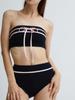 Nuevo Traje de Baño Bikini Strapless de Lazo Dulce para Niña, Cintura Alta con Abertura, Estilo Simple Sexy Europeo y Americano, Vacaciones en Aguas Termales