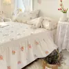 Sábana Bajera y Faldón de Cama Dos en Uno de Algodón Puro 2023 Nuevo Estilo Cubre Cama Acolchado 100% Algodón con Sábana de Encaje Volante Funda de Cama Antipolvo