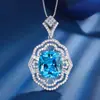 Novedad 2023 moda europea y americana simulación Joyería azul marino set colgante anillo piedra principal 14*16 pendientes 12*14