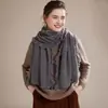 Venta al por mayor de fábrica Bufanda Chal de Mezcla 10% Cachemira 90% Lana Borde de Hongo Flecos Estilo Perezoso Doble Uso Bufanda para el Cuello