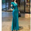 Vestido de Manga Larga con Cuello en V Estilo Francés para Mujer Madura, Otoño, Transfronterizo, Ceñido a la Cintura, Adelgazante, Ajustado a las Caderas, Falda Larga de Cola de Pez