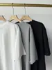 JN~ Camiseta de manga corta de algodón puro con bordado de encaje de concha, hombros caídos holgados, temperamento perezoso