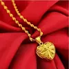 Colar de Ouro de Areia Vietnamita Pingente de Coração Rosa Corrente Ondulada de Água Fashion de Alto Padrão Colar Flor Desabrochando Riqueza Joias