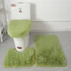 Set de Baño de Tres Piezas de Lana de Seda Felpudo Antideslizante para Baño Alfombra Aislante de Pelo Largo Combinación de Felpudos Transfronterizo
