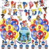 Novas Decorações de Aniversário Temáticas do Sonic, Bandeirinhas de Desenho Animado para Crianças, Toppers de Bolo, Balões em Estoque