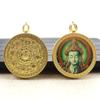Thangka redondo de oro Xizang pintado a mano, santo patrón, estilo nacional retro, colgante portátil, caja gawu directo de fábrica