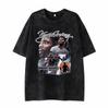 Comercio exterior Amazon camiseta de algodón lavado viejo manga corta hombre verano calle Joker hip hop estampado chaqueta ins venta al por mayor