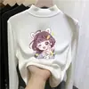 Capa base de forro polar de doble cara para niñas, otoño e invierno, diseño nuevo, elegante y lindo, top de manga larga con cuello alto parcial de moda para niños