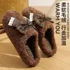 2026 Nuevas Zapatillas de Algodón Retro para Mujer con Lazo de Encaje Otoño/Invierno de Interior Cerradas Antideslizantes Calientes con Felpa Plus