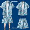 Vacaciones en la Playa Ropa de Baño para Hombre, Camisa de Viaje Isla Hainan Sanya, Conjunto de Dos Piezas Camisa Floral Hawaiana y Pantalones Cortos