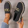 Nuevos zapatos de mujer de talla grande estilo británico, mocasines de gamuza para primavera y otoño de exportación, zapatos casuales de moda con suela gruesa y tacón grueso retro