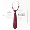 Corbata Jk Borgoña para Mujer, Estilo Japonés, Corbata de Rayas Perezosas Sin Nudo, Uniforme Académico, Foto de Graduación, Accesorio de Uniforme Escolar