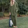 Set de Amazon 2026: Conjunto Elegante Casual Vintage de Camisa de Manga Larga con Solapa Suelta y Pantalones de Pierna Ancha en Color Sólido