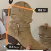 Botas Delgadas Hmsz Botines Cortos con Corte en V en Stock Botas Arrugadas Otoño e Invierno Punta Cuadrada Tacón Grueso Hebilla de Cinturón Botas sin Cordones para Viajar al Trabajo