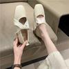 Zapatos de Salón para Mujer Boca Baja Mary Jane Zapatos de Mujer de Moda Combinando Falda de Moda Tacón Bajo Combinando Falda Pequeña Cima Cuadrada de Perlas