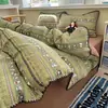 Conjunto de cama de quatro peças grau A para maternidade e infantil para dormir nu na cama, algodão puro genuíno, lençol e capa de edredom estilo Fair Isle, conjunto de três a quatro peças para dormitório