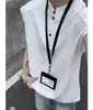 Colete Pesado Sem Mangas Estilo Americano para Homens e Mulheres, Camiseta Esportiva Fitness Masculina, Blusa com Gola Henley, Camiseta Estilo Cara de Mau