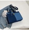 Denim Feminino 2025 Nova Moda Portátil Bolsa Tote Nicho Contraste Cor Costura Grande Capacidade Ombro Bolsa Crossbody Trendy