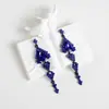 Pendientes Amazon transfronterizos, extragrandes, electrochapados, elegantes, de estilo largo, con un toque de alta gama, adornados con borlas y pedrería negra