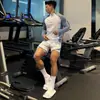 Camiseta Ligera de Entrenamiento Fitness Primavera/Verano para Hombre, Manga Larga Raglán de Contraste de Color, Transpirable y de Secado Rápido, Camiseta Deportiva Específica para Gimnasio