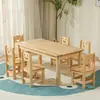 Mesa y silla de madera maciza para jardín de infantes juego de escritorio de madera de pino para niños mesa de aprendizaje de juegos juguetes de educación temprana para bebés
