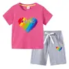 Camiseta Nueva de Verano 2023 para Niños Ropa Infantil de Comercio Exterior ins Algodón Coreano Pantalones Cortos de Manga Corta para Niños Traje de Dos Piezas