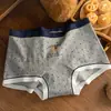 Calzoncillos tipo bóxer de algodón antibacteriano para niñas de talla grande, estilo británico, estampado de osos, tiro largo extendido, talla grande