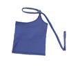 Deseo Puro Sexy Chica Caliente Camisola Halter de Cuadros Irregulares para Mujer Verano Hermosa Espalda Exterior Top Corto para Mujer