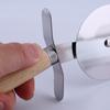 Cuchillo de rueda para pizza de acero inoxidable, mango de madera, cuchillo para pizza crujiente, cuchillo para panqueques, cuchillo de corte para hornear pizza y pasteles de un solo rodillo.