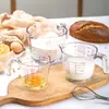 Taza medidora de vidrio para hornear multiespecificación resistente a altas temperaturas vidrio de sosa y cal malla de filtro con asa de escala taza embalaje transfronterizo