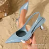 Moda Estilo Nuevo Sandalias de Tacón Alto Poco Profundas para Mujer Punta Fina Correa al Tobillo Tacón de Aguja Primavera y Otoño Suministro Transfronterizo
