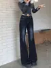 Chao Li tiene en stock pantalones dobles de longitud antigua lavados jeans micro campana mujer otoño 2026 nueva versión estrecha campana pierna ancha pantalones