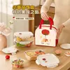 Caixa de Almoço de Vidro Coelho Tomate Original Xilekou, Caixa Bento Especial para Aquecimento no Micro-ondas, Novo Modelo para Trabalhadores de Escritório Levarem Refeições