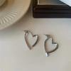 Pendientes de Aguja de Plata con Forma de Corazón Cruz de Amor Dulce para Mujer Diseño Nicho Nuevo Estilo Versátil Joyería Perlas de Mujer