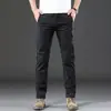 Pantalones Casuales de Hombre de Alta Gama Estilo Americano Verano Delgados Negocios Rectos Elásticos Modernos Versátiles Algodón Puro Pantalones Largos de Hombre