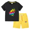 Nuevo conjunto de dos piezas para niños de verano 2023 camiseta de manga corta de algodón estilo coreano ins ropa infantil de comercio exterior
