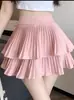 2026 Verano Nuevo Estilo Estilo Princesa Falda de Pastel Plisada Poliéster Ligeramente Elástico Color Sólido Empalme Fresca y Dulce Falda