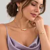 Joia Europeia e Americana Transfronteiriça Pérola de Imitação Colar Simples Francês conjunto Corrente Traseira de Diamante Vintage Colar com Franja Versátil