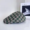 Boina Cuadros Dulce Retro de Diseñador para Mujer, Gorra de Pico Trendy Versátil para Otoño, Gorra de Pico Adelgazante