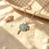 Set de Joyería de Árbol de Coco Turquesa Inspirado en el Diseño, Collar de Estilo Tropical, Aretes, Pulsera, Accesorios de Viaje para la Costa