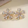 Pendientes Geométricos de Flor Gota de Agua Incrustados de Diamantes de Lujo Ligero Europeos y Americanos, Pendientes Exquisitos de Gama Alta Transfronterizos, Accesorios para Orejas Personalizados de Nicho