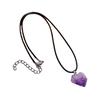 Colar com pingente de pedra ametista bruta natural cor cristal roxo limpo presente com corda bem-estar de transmissão ao vivo