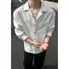 Jaqueta Camisa Casual Masculina de Linho Vintage Estilo Old Money Tendência Tamanho Plus Size Camisa Solta de Manga Longa Estilo Americano para Homens