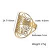 Venta Caliente Acero Inoxidable Barroco Vintage Flor Geométrico Anillo Ajustable Mujer Hombre Joyería Regalo de Pareja