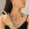 Conjunto de Joyería de Perlas Irregulares Barrocas Transfronterizo Europeo y Americano para Mujer, Collar de Gama Alta, Pendientes, Anillo, Pulsera, Gargantilla