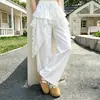 Pantalones Largos para Niñas con Ribete de Encaje y Cinta, Estilo Verano 2026, para Niños Mayores, Ropa de Práctica de Street Dance, Pantalones de Pierna Ancha de Secado Rápido