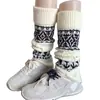 Polainas Fair Isle Copo de Nieve Vintage Otoño-Invierno Calientes Calcetines Tejidos de Navidad para Niñas, Calcetines Melard