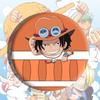 Pingente de distintivo de folha de flandres Luffy Suolong Shanzhi de uma peça redondo espelho pequeno portátil anime periférico bar