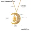 Anillo Oumika Sol Luna Incrustado Circonita Collar Clavícula Exquisito Creativo Acero de Titanio Oro de 18K Traje Joyería