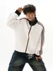 Sudadera de hombre a rayas estilo retro americano de moda, corte ajustado, casual y versátil, adecuada tanto para hombres como para mujeres, una chaqueta elegante